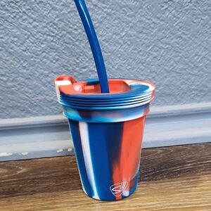 NWOT Silipint 8 oz Kids Straw Tumbler Glory Red White Blue Patriotic